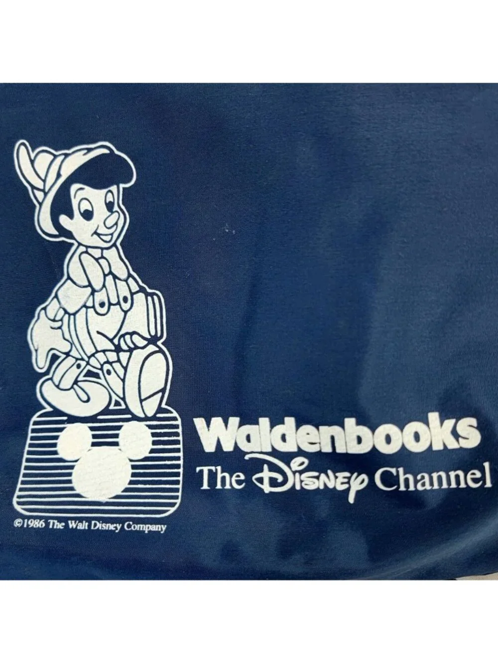 Vintage 80s Disney Backpack Vinyl Pinocchio Bag Blue White Medium Women Child